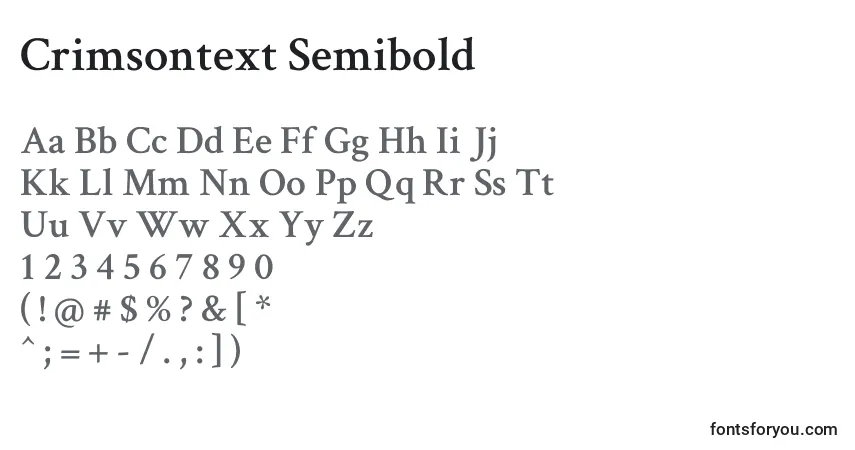 A fonte Crimsontext Semibold – alfabeto, números, caracteres especiais