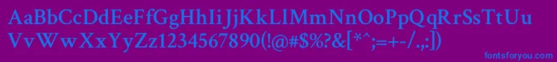 Crimsontext Semibold-Schriftart – Blaue Schriften auf violettem Hintergrund