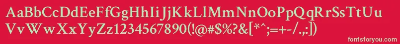 フォントCrimsontext Semibold – 赤い背景に緑の文字