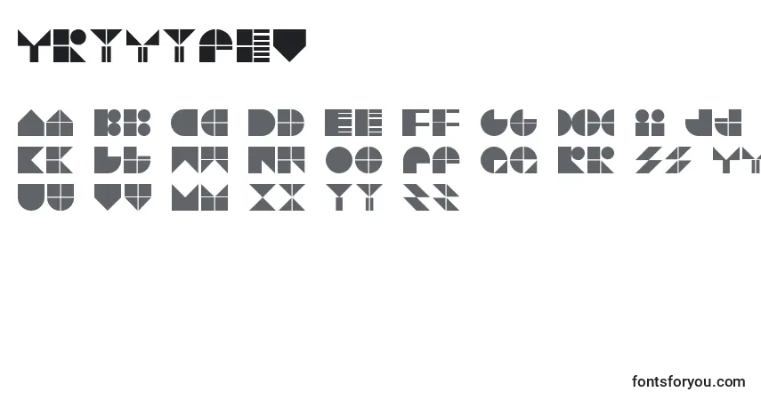 Czcionka TrytypeV1 – alfabet, cyfry, specjalne znaki