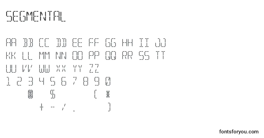 Segmental-fontti – aakkoset, numerot, erikoismerkit