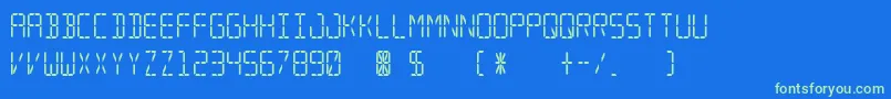 Segmental-Schriftart – Grüne Schriften auf blauem Hintergrund