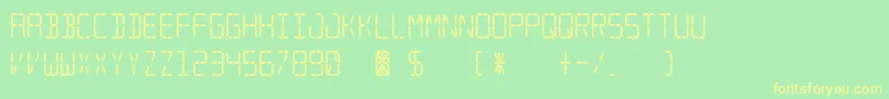 Segmental-Schriftart – Gelbe Schriften auf grünem Hintergrund