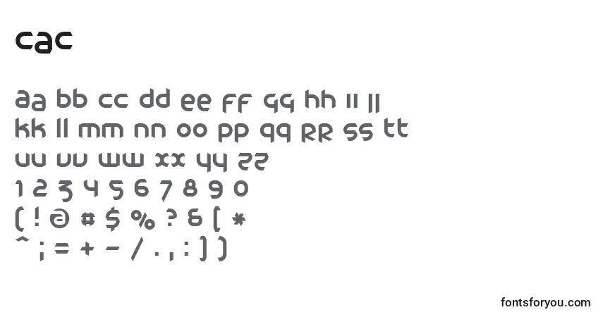 Czcionka Cac – alfabet, cyfry, specjalne znaki