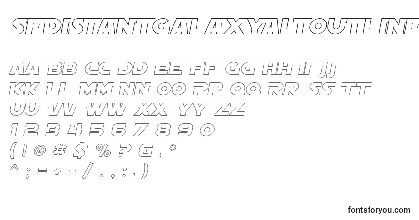 SfDistantGalaxyAltoutlineItalicフォント–アルファベット、数字、特殊文字