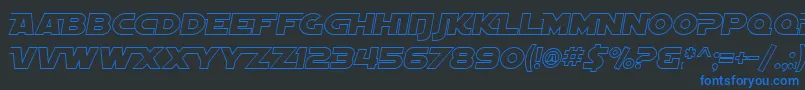 SfDistantGalaxyAltoutlineItalic-fontti – siniset fontit mustalla taustalla