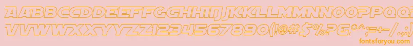 SfDistantGalaxyAltoutlineItalic-Schriftart – Orangefarbene Schriften auf rosa Hintergrund