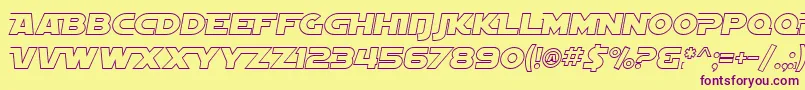 More about SfDistantGalaxyAltoutlineItalic Font SfDistantGalaxyAltoutlineItalic Font – Purple Fonts on Yellow Background