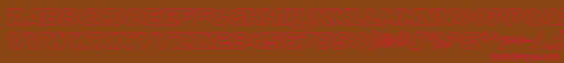 フォントSfDistantGalaxyAltoutlineItalic – 赤い文字が茶色の背景にあります。