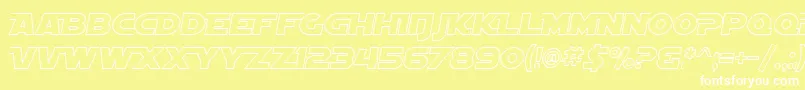 SfDistantGalaxyAltoutlineItalic Font – White Fonts on Yellow Background