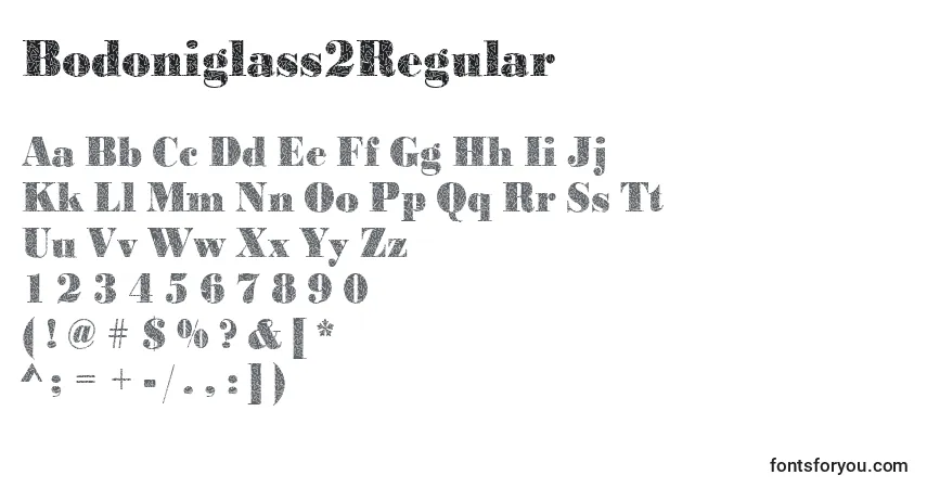 Czcionka Bodoniglass2Regular – alfabet, cyfry, specjalne znaki