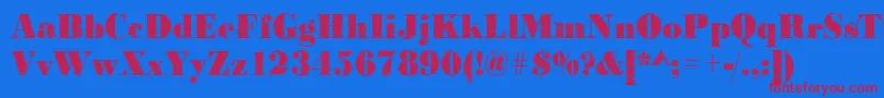 Bodoniglass2Regular-Schriftart – Rote Schriften auf blauem Hintergrund