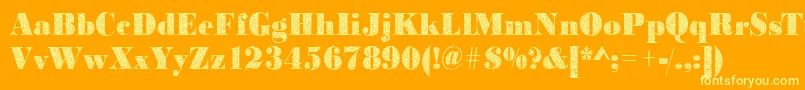 Bodoniglass2Regular-Schriftart – Gelbe Schriften auf orangefarbenem Hintergrund