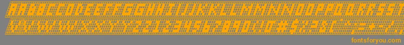 フォントXgridi – オレンジの文字は灰色の背景にあります。