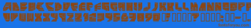 Neopangaia-Schriftart – Braune Schriften auf blauem Hintergrund