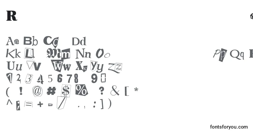 Schriftart Ransom ffy – Alphabet, Zahlen, spezielle Symbole