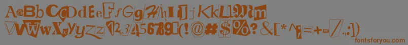フォントRansom ffy – 茶色の文字が灰色の背景にあります。