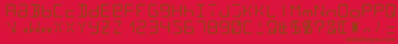 Fonte Lcd14 – fontes marrons em um fundo vermelho