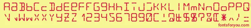 フォントLcd14 – 赤い文字の黄色い背景