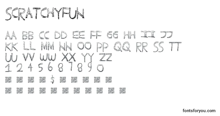 A fonte Scratchyfun – alfabeto, números, caracteres especiais