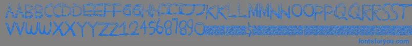 フォントScratchyfun – 灰色の背景に青い文字