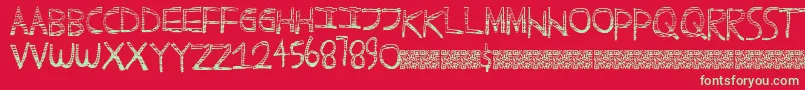 フォントScratchyfun – 赤い背景に緑の文字