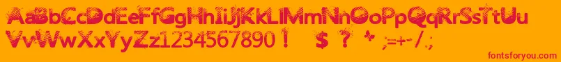 Trashbutterfly-Schriftart – Rote Schriften auf orangefarbenem Hintergrund