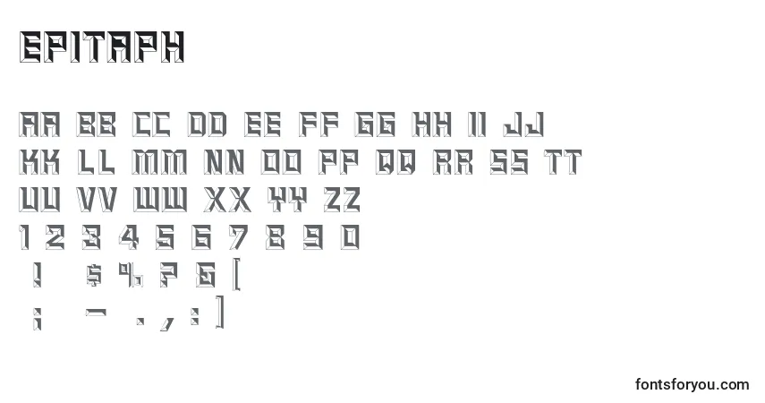 Czcionka Epitaph – alfabet, cyfry, specjalne znaki
