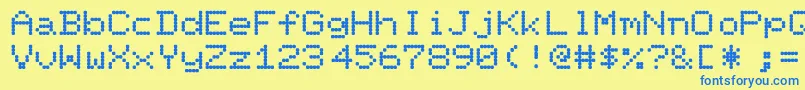 PixelscreenRegular Font – Blue Fonts on Yellow Background