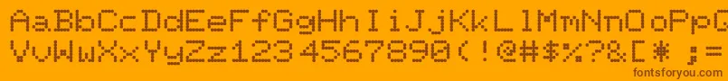 PixelscreenRegular-Schriftart – Braune Schriften auf orangefarbenem Hintergrund