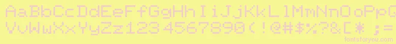 Fonte PixelscreenRegular – fontes rosa em um fundo amarelo