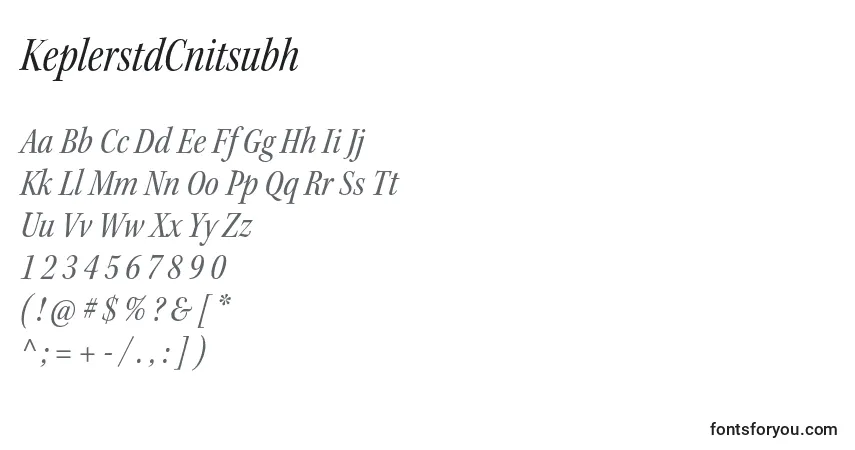 A fonte KeplerstdCnitsubh – alfabeto, números, caracteres especiais