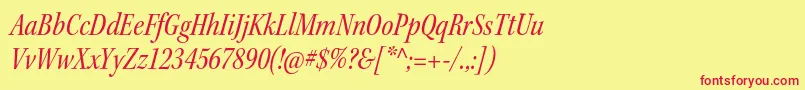 KeplerstdCnitsubh-fontti – punaiset fontit keltaisella taustalla
