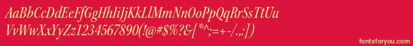 KeplerstdCnitsubh-Schriftart – Gelbe Schriften auf rotem Hintergrund
