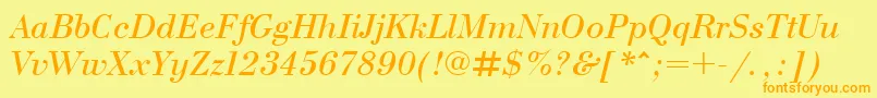 Bdn56C-Schriftart – Orangefarbene Schriften auf gelbem Hintergrund