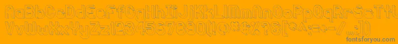 Knochen3DOutlined-Schriftart – Graue Schriften auf orangefarbenem Hintergrund