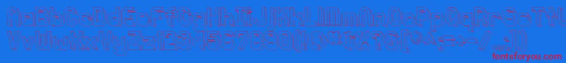 Knochen3DOutlined-Schriftart – Rote Schriften auf blauem Hintergrund