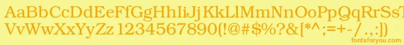 Kacstposter-Schriftart – Orangefarbene Schriften auf gelbem Hintergrund