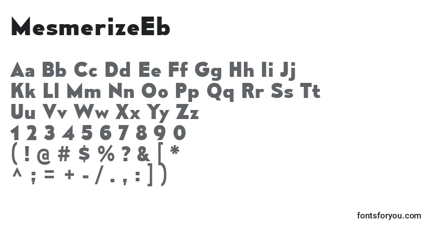 A fonte MesmerizeEb – alfabeto, números, caracteres especiais