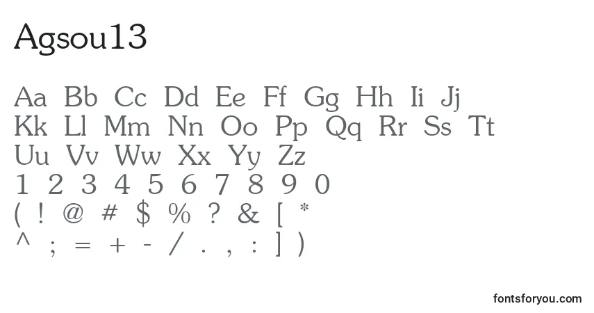 Schriftart Agsou13 – Alphabet, Zahlen, spezielle Symbole