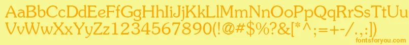 フォントAgsou13 – オレンジの文字が黄色の背景にあります。