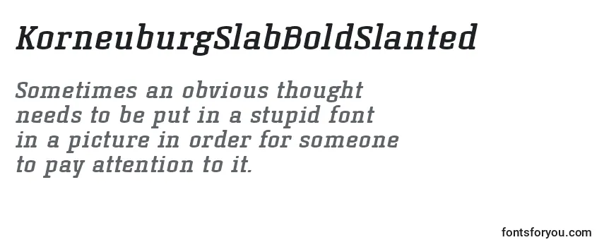 Review of the KorneuburgSlabBoldSlanted Font