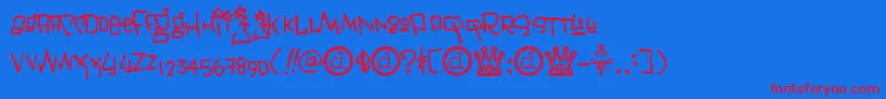 Janis ffy Font – Red Fonts on Blue Background