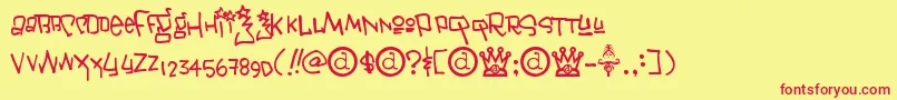 Janis ffy-Schriftart – Rote Schriften auf gelbem Hintergrund