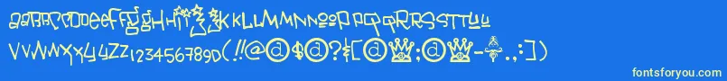 Janis ffy Font – Yellow Fonts on Blue Background