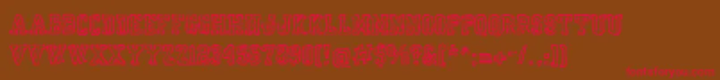Yearbookmess-Schriftart – Rote Schriften auf braunem Hintergrund
