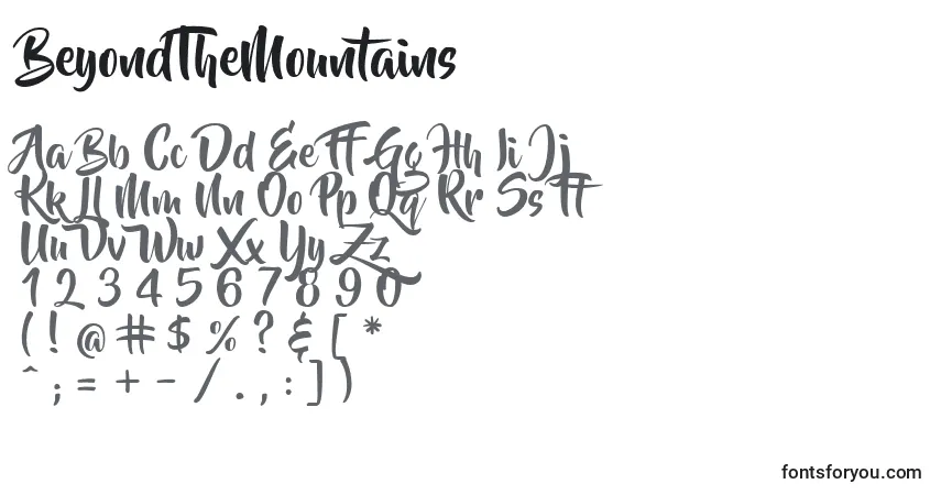 BeyondTheMountains Font – alphabet, numbers, special characters