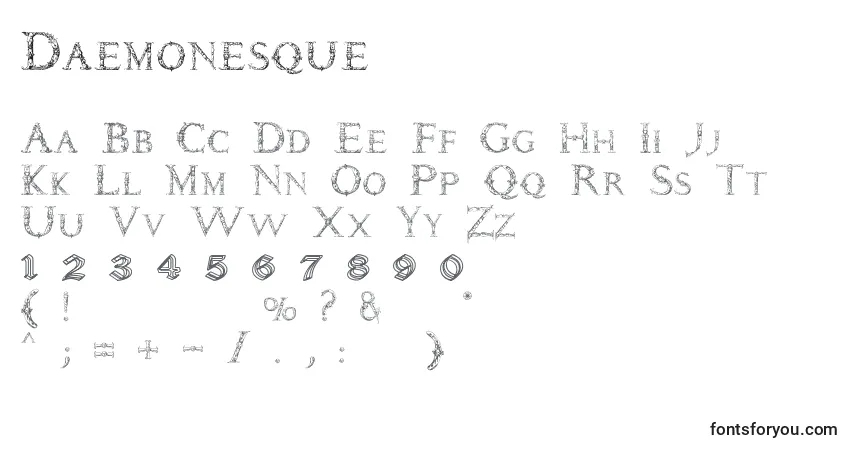 A fonte Daemonesque – alfabeto, números, caracteres especiais