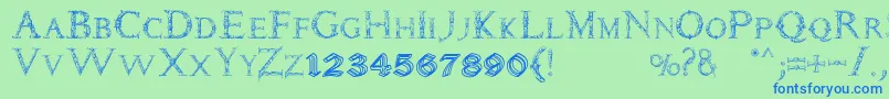 Daemonesque Font – Blue Fonts on Green Background