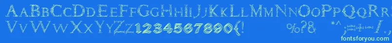 Daemonesque Font – Green Fonts on Blue Background